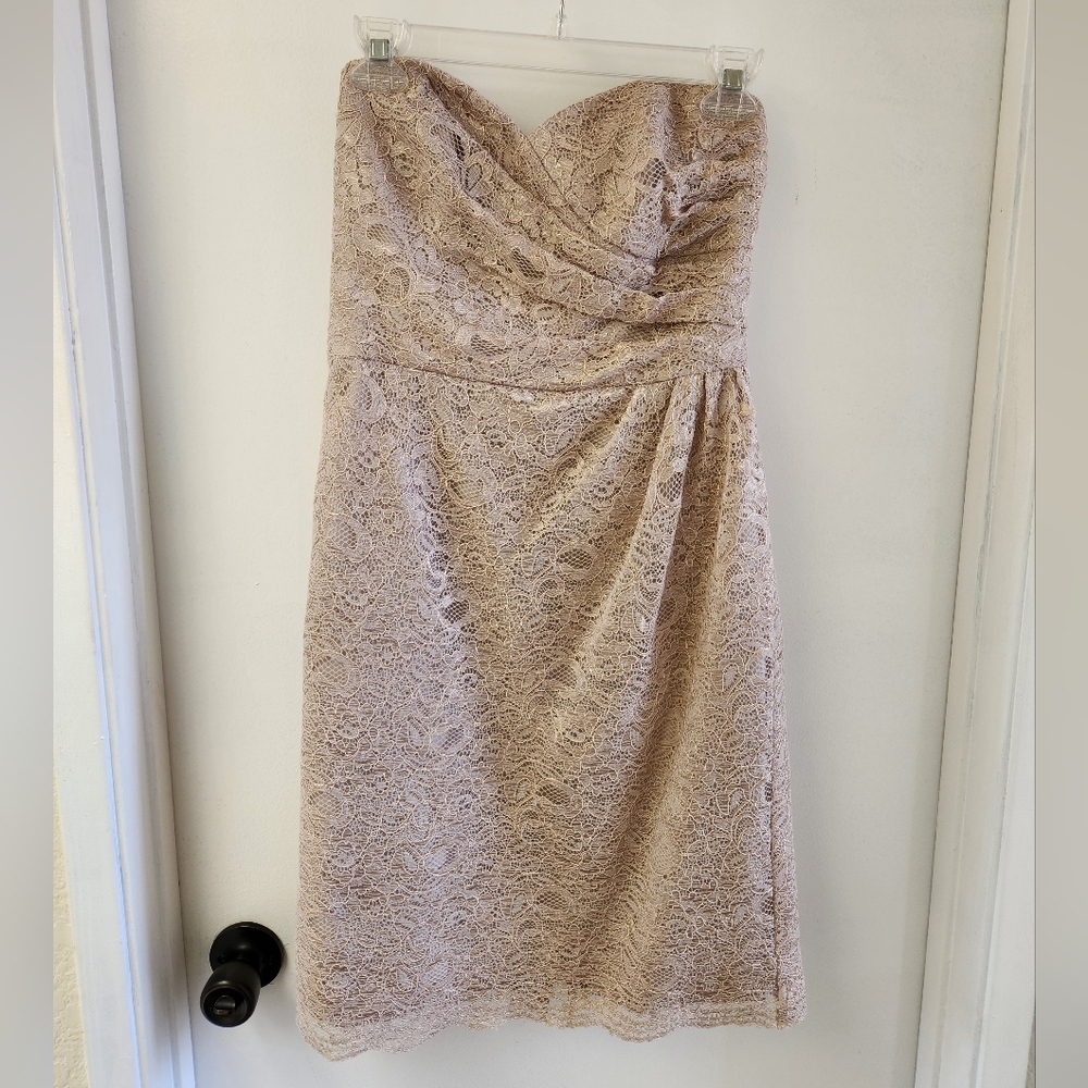 David's Bridal Nude Lace Dress Size 8